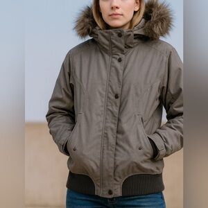 Columbia Women's Puffer Jacket with Fur Hood - Brown